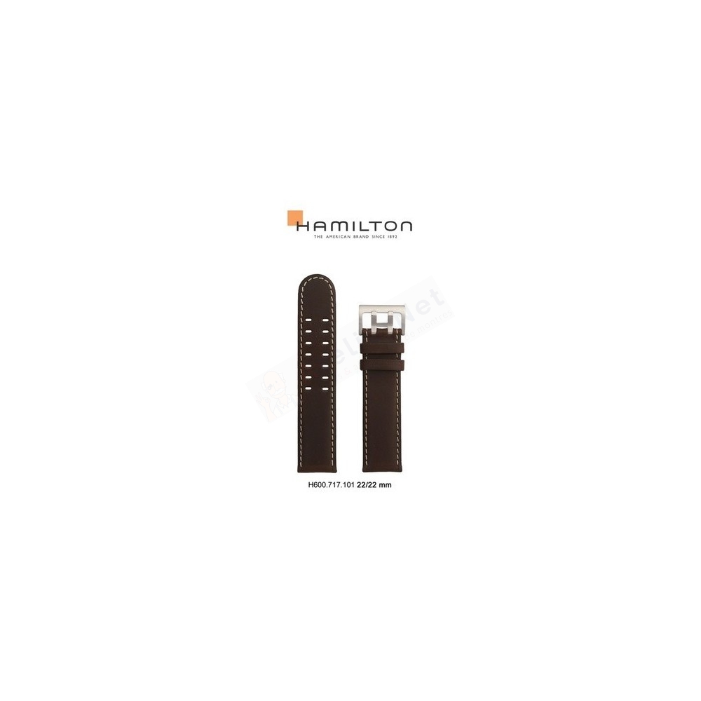 Bracelet cuir marron Hamilton - KHAKI OFFICER / H717160 - H600.717.101-Bracelet de montre-AtelierNet