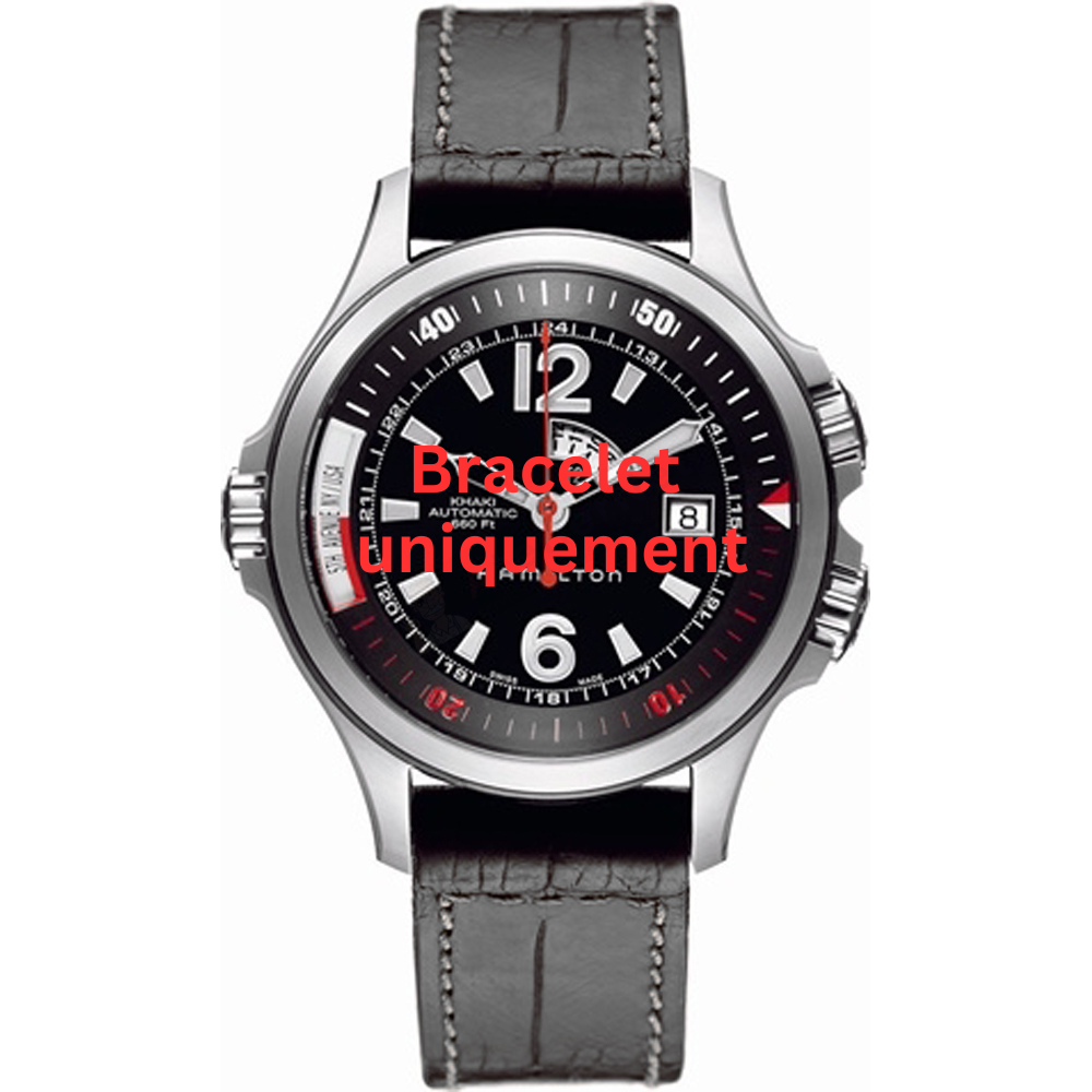 Bracelet leather black Hamilton - KHAKI NAVY / H001.77.555.735.01 - H775550-Bracelets de montres-AtelierNet