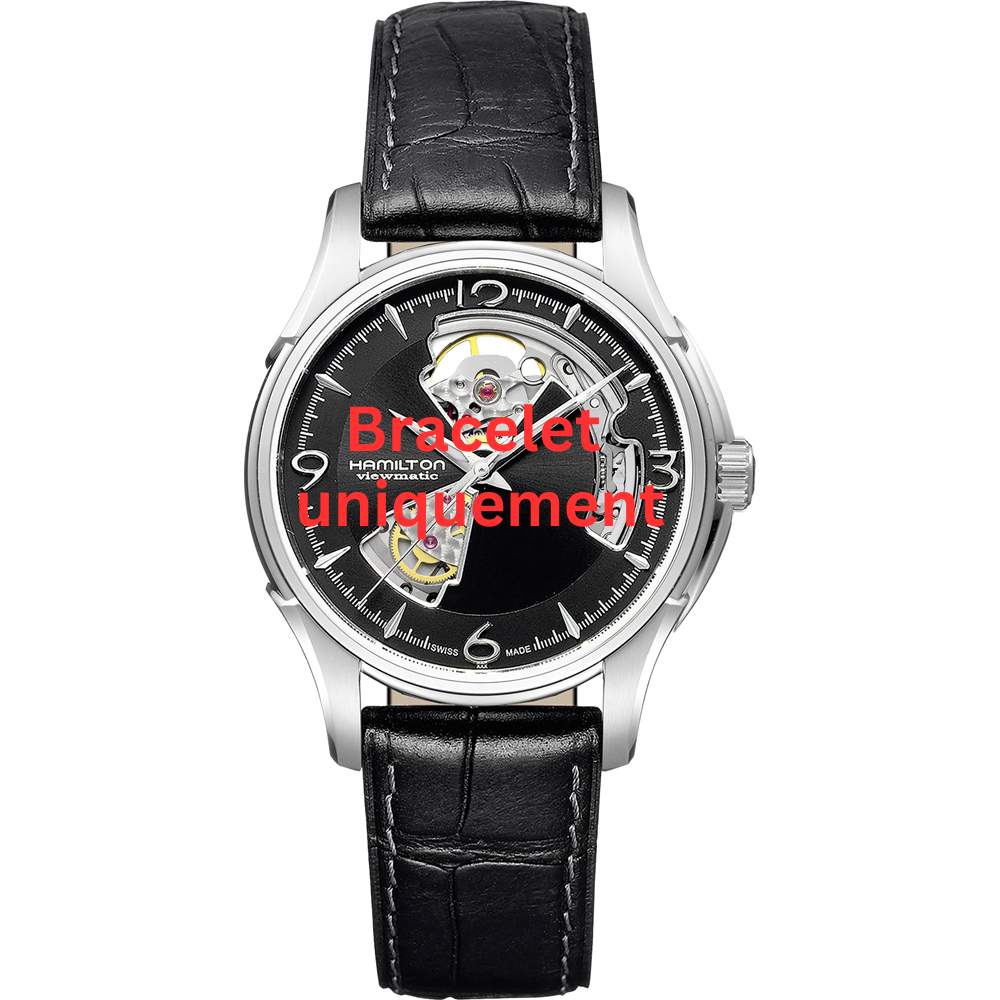 Bracelet cuir noir Hamilton - JAZZMASTER / H690.325.112 - H690325112-Bracelet de montre-AtelierNet