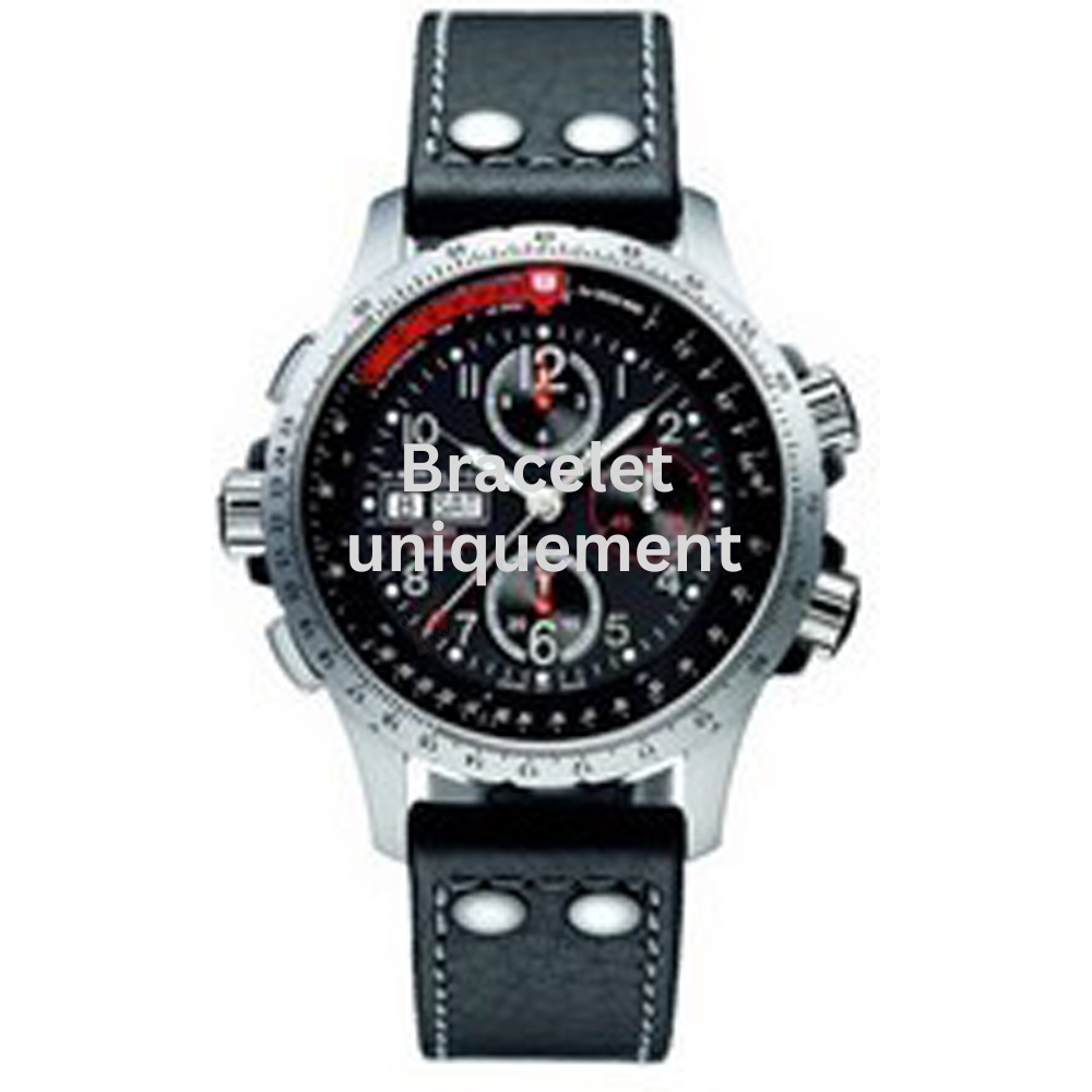 Bracelet cuir noir Hamilton - KHAKI X-WIND / H690.776.116 - H690776116-Bracelet de montre-AtelierNet