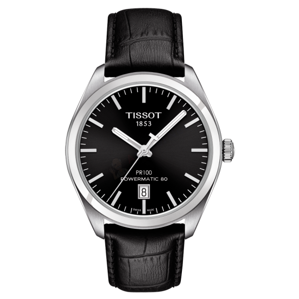 Bracelet leather black Tissot - PR 100 AUTO CLASSIC / T600037277-Bracelets Cuir-AtelierNet