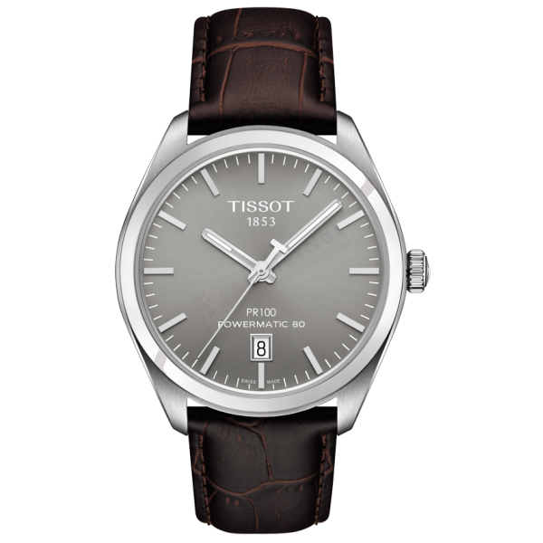 Bracelet leather brown Tissot - PR 100 AUTO CLASSIC / T600037279-Bracelets Cuir-AtelierNet