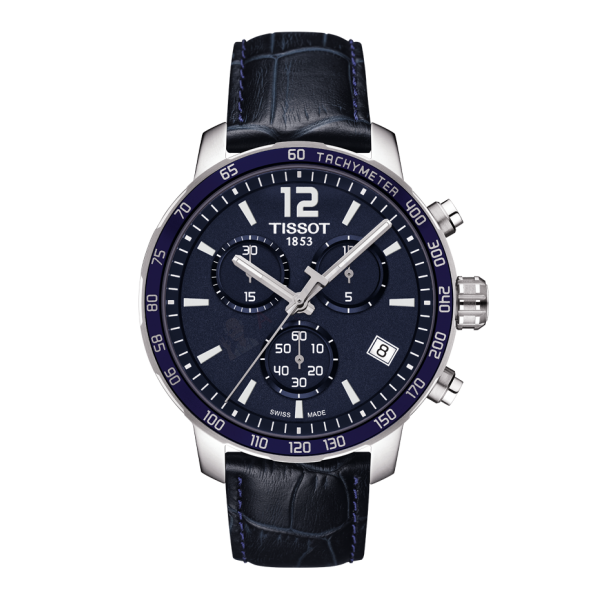 Bracelet cuir blue fonce Tissot - QUICKSTER CHRONO LG XL / T600035412-Bracelet Montre Cuir-AtelierNet