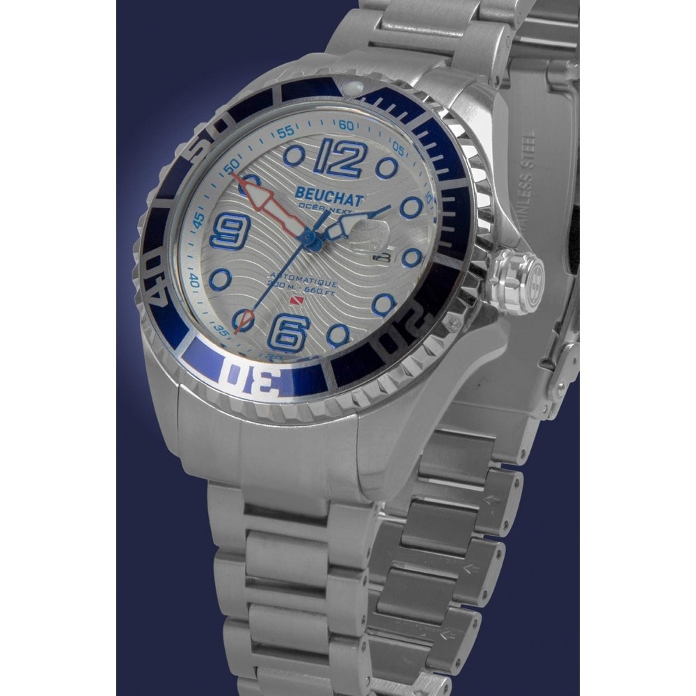 Montre Homme BEUCHAT Génésis - Quartz - Boîtier Acier 38mm - Étanchéité 100m - Bracelet Cuir - Occasion (Pile Incluse)