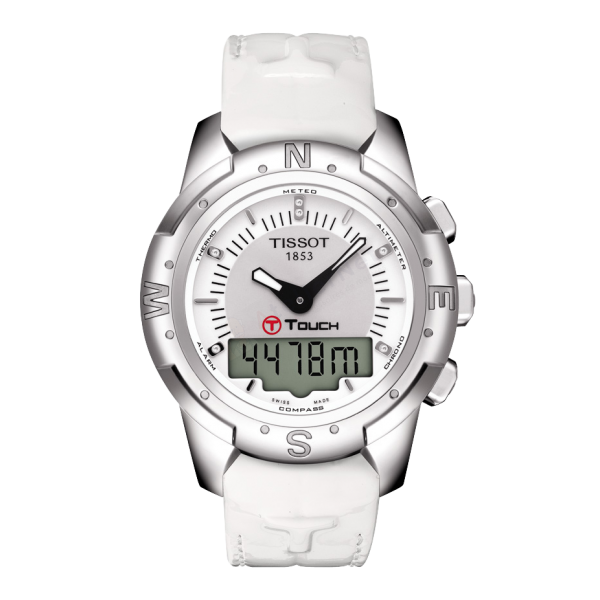 Bracelet cuir blanc Tissot - T-TOUCH / T600032080-Bracelet Montre Cuir-AtelierNet