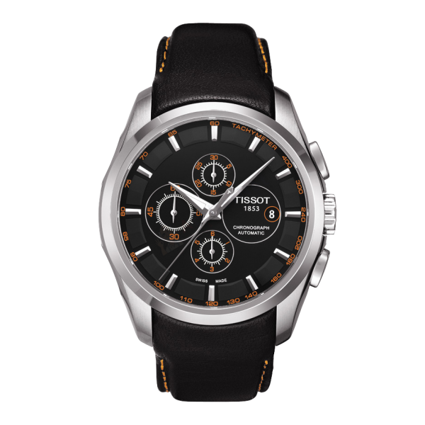 Bracelet cuir noir Tissot - COUTURIER CHRONO AUTO XS / T600028613-Bracelet de montre-AtelierNet