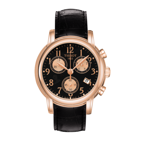 Bracelet cuir noir Tissot - CHRONO LADY OR / T600029085-Bracelet de montre-AtelierNet
