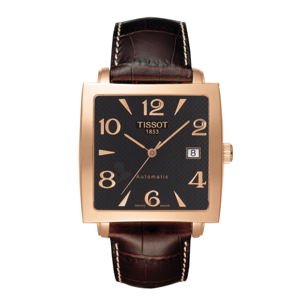 Bracelet cuir brun Tissot - SCULPTUR LINE / T610030632-Bracelet de montre-AtelierNet