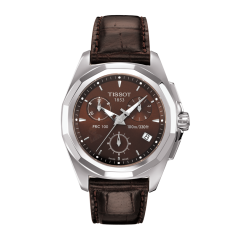 Bracelet cuir brun fonce Tissot - PRC 100 CHRONO QUARTZ / T610027739