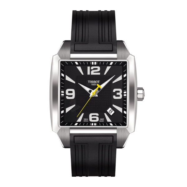 Bracelet silicone black Tissot - QUADRATO GENT / T610021081-Bracelets Silicone-AtelierNet
