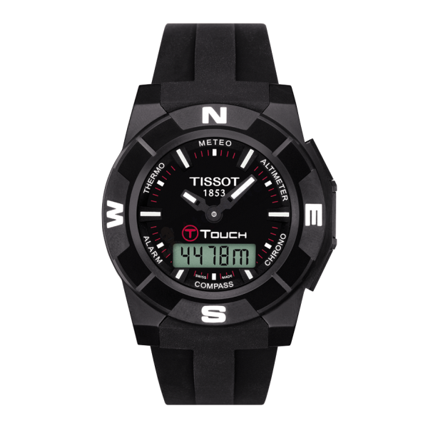 Bracelet silicone noir Tissot - T-TOUCH TREKKING / T603025574-Bracelet Montre Silicone / Caoutchouc-AtelierNet
