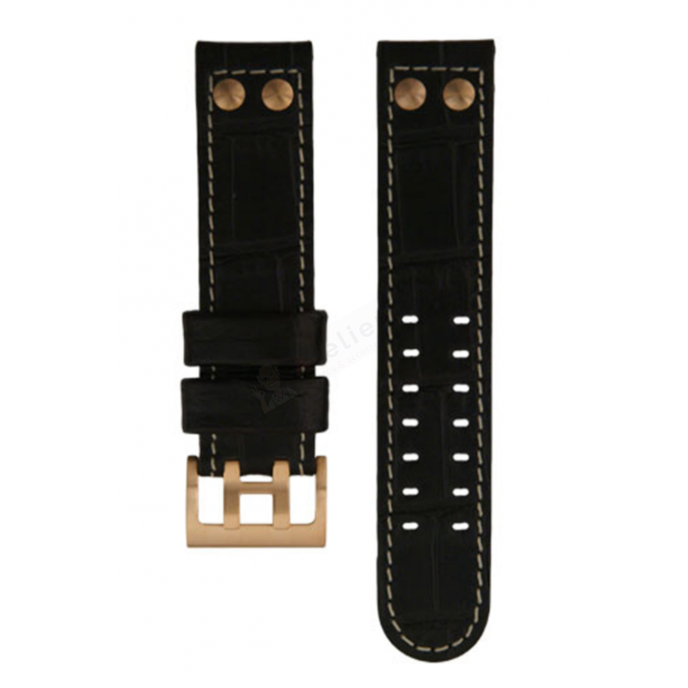 Bracelet leather black Hamilton - KHAKI X-WIND / H77696793 - H600.776.227 / XL-Bracelets de montres-AtelierNet