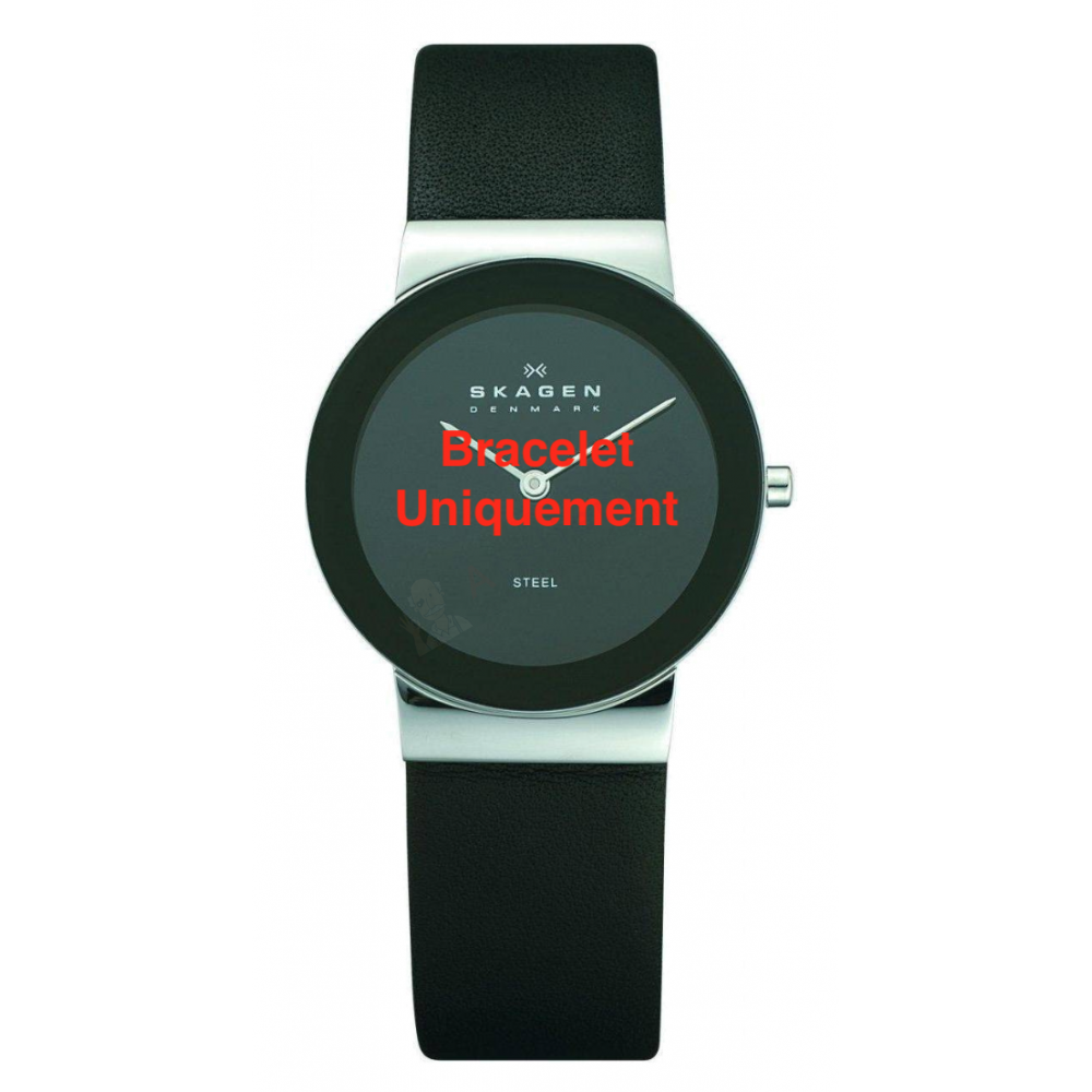 Bracelet cuir noir Skagen - 358XSSLBC 358XSSLB 358XSSLBB 358XSSLBD 271SSLB SKW2728-Bracelet de montre-AtelierNet