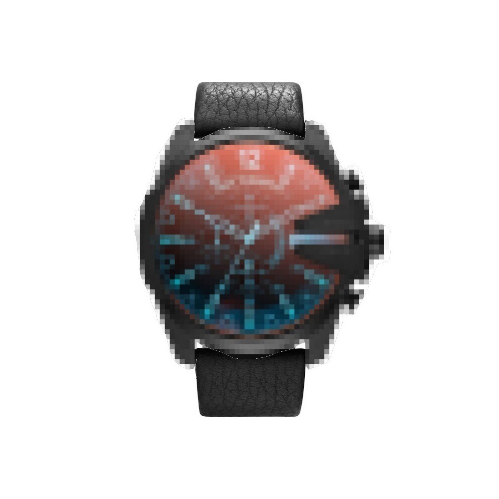 Bracelet Montre Diesel Cuir Noir Clouté 22mm - Neuf Avec étiquettes