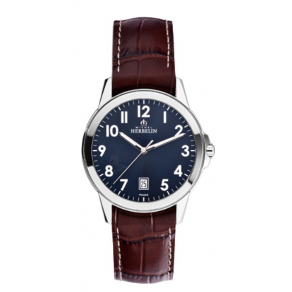 Bracelet cuir Michel Herbelin - AMBASSADE - 12250 / 20-250-NOIR-18-Bracelet Montre Cuir-AtelierNet