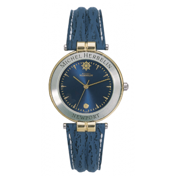 Bracelet cuir Michel Herbelin - NEWPORT - 12456 / 18-993-BLU2-14-Bracelet Montre Cuir-AtelierNet