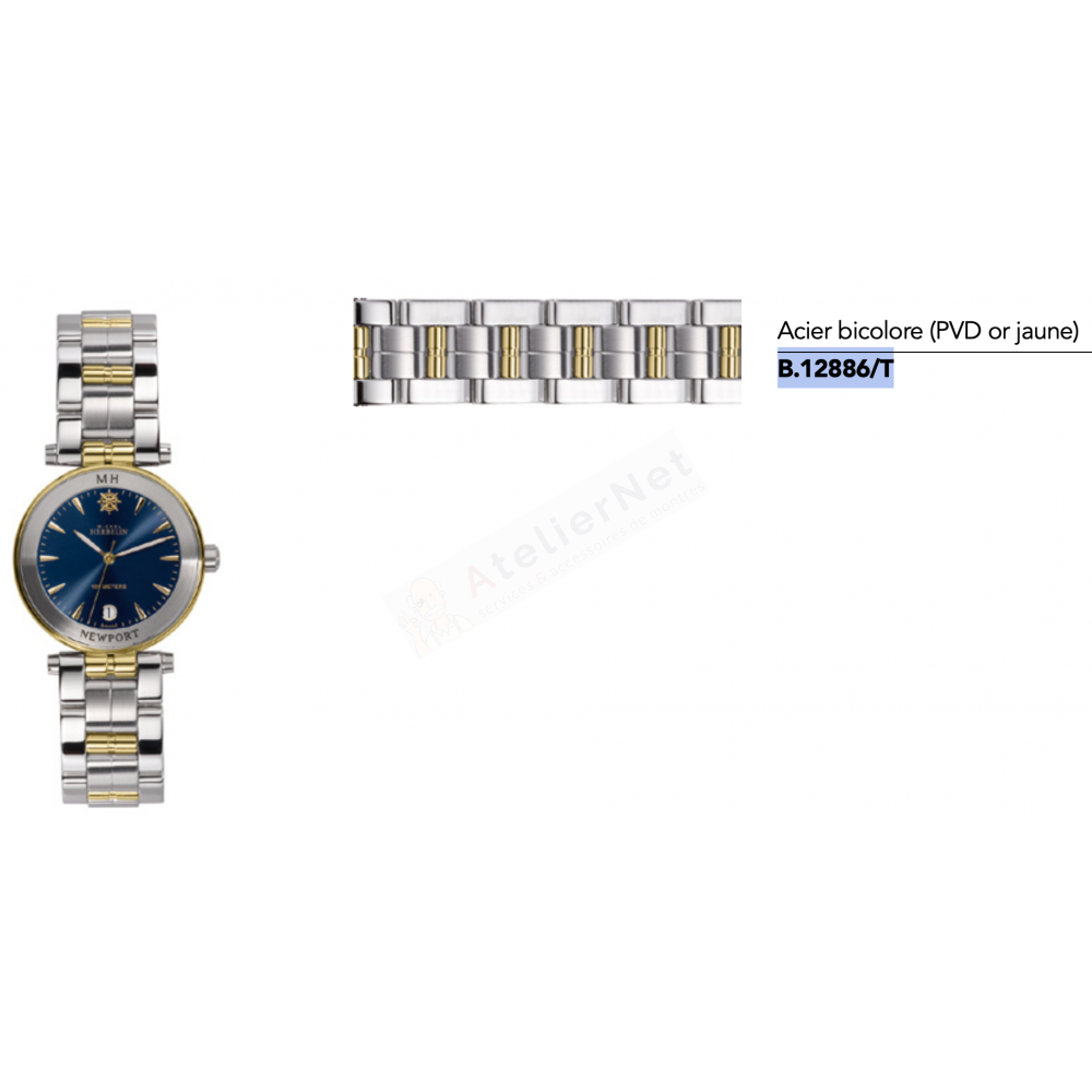 Bracelet acier bicolore Michel Herbelin - NEWPORT - 12886 / B-12886-T-Bracelet Montre Acier-AtelierNet