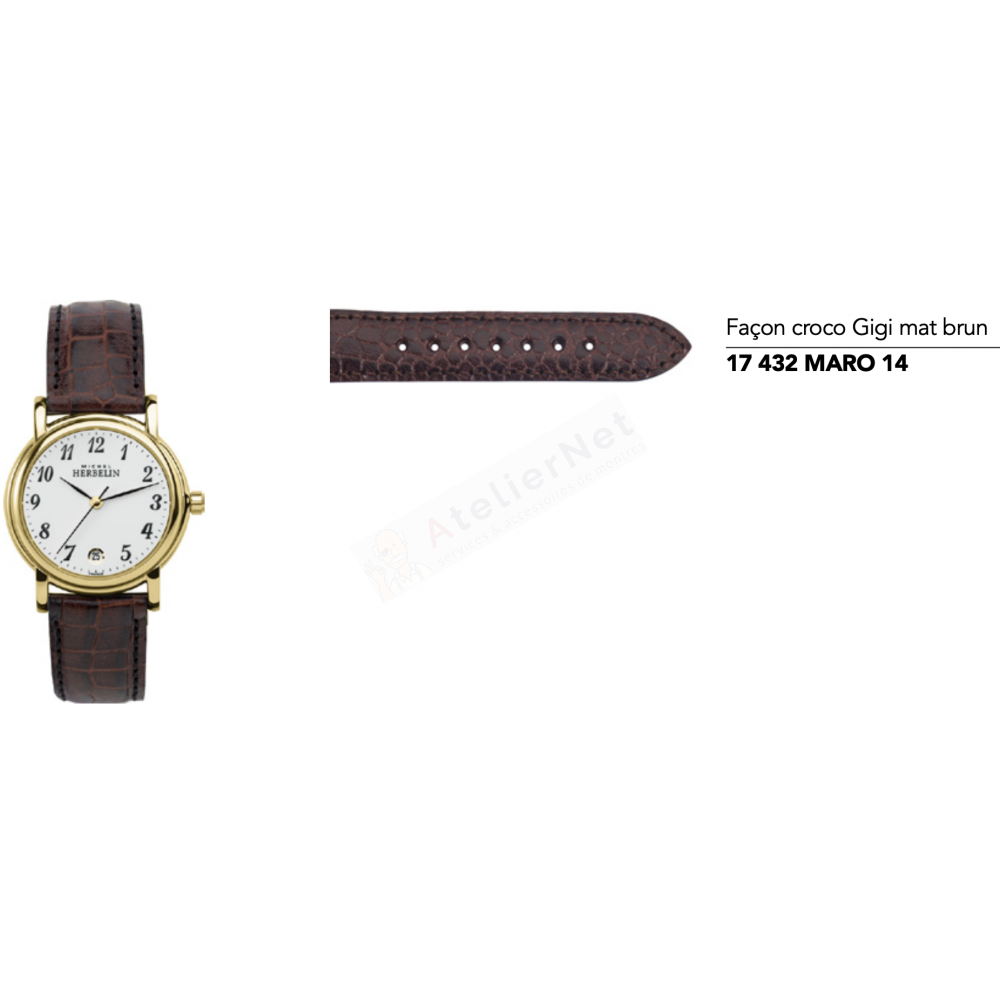 Bracelet Cuir Marron Michel Herbelin - METROPOLE - 12432 / 17-432-MARO-14-Bracelet de montre-AtelierNet