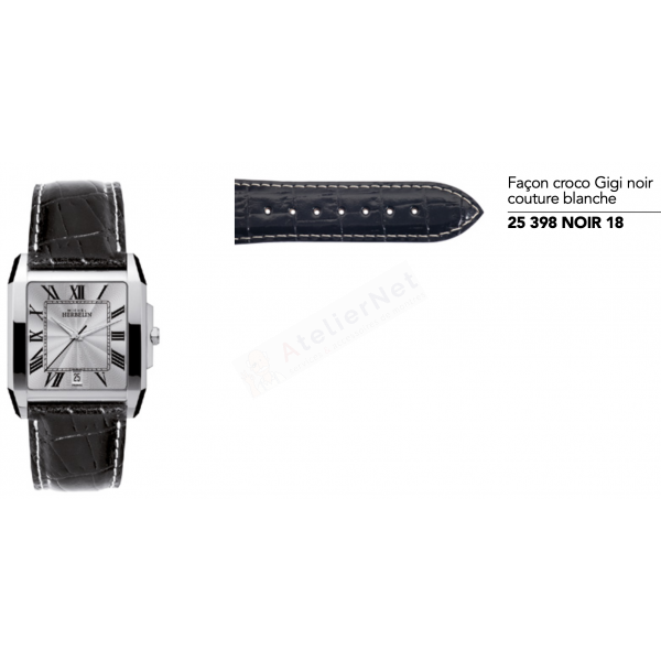 Bracelet Cuir Noir Michel Herbelin - KHARGA - 12282 - 18282 / 25-398-NOIR-18-Bracelet de montre-AtelierNet
