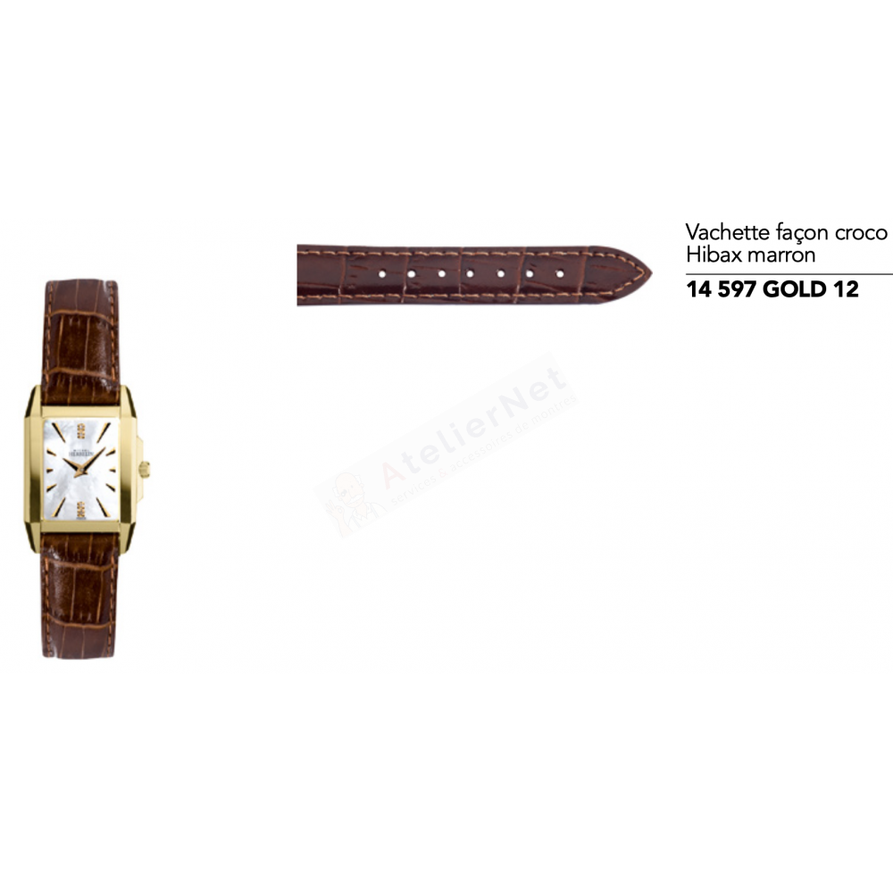 Bracelet Cuir Marron Michel Herbelin - KHARGA - 17172 / 14-597-GOLD-12-Bracelet de montre-AtelierNet