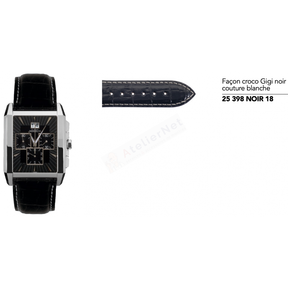 Bracelet Cuir Noir Michel Herbelin - KHARGA - 36672 / 25-398-NOIR-18-Bracelet de montre-AtelierNet