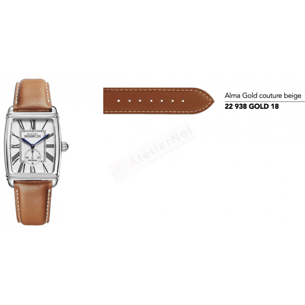 Bracelet Cuir Marron Michel Herbelin - ART DECO - 1938 / 22 938 GOLD 18-Bracelet de montre-AtelierNet