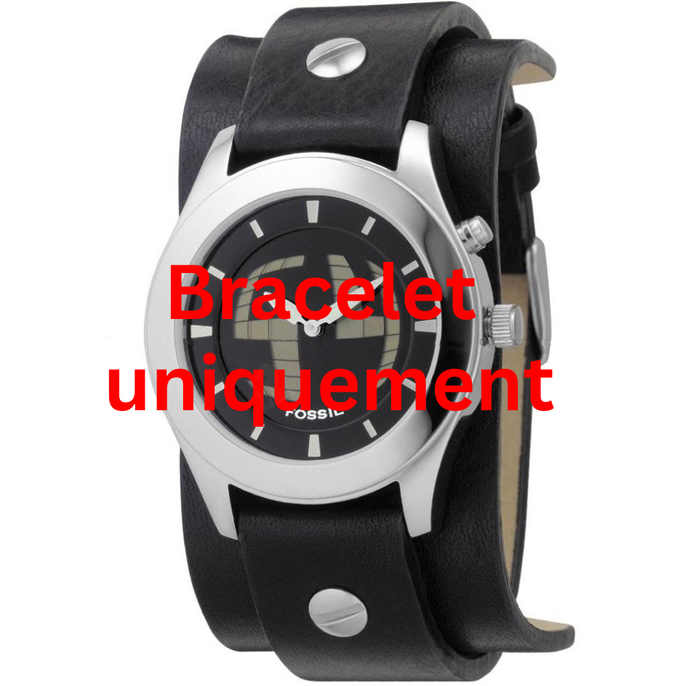 Bracelet cuir noir Fossil - STRAPS /  JR8122 - JR8124 - JR8194 - JR8263-Bracelet de montre-AtelierNet