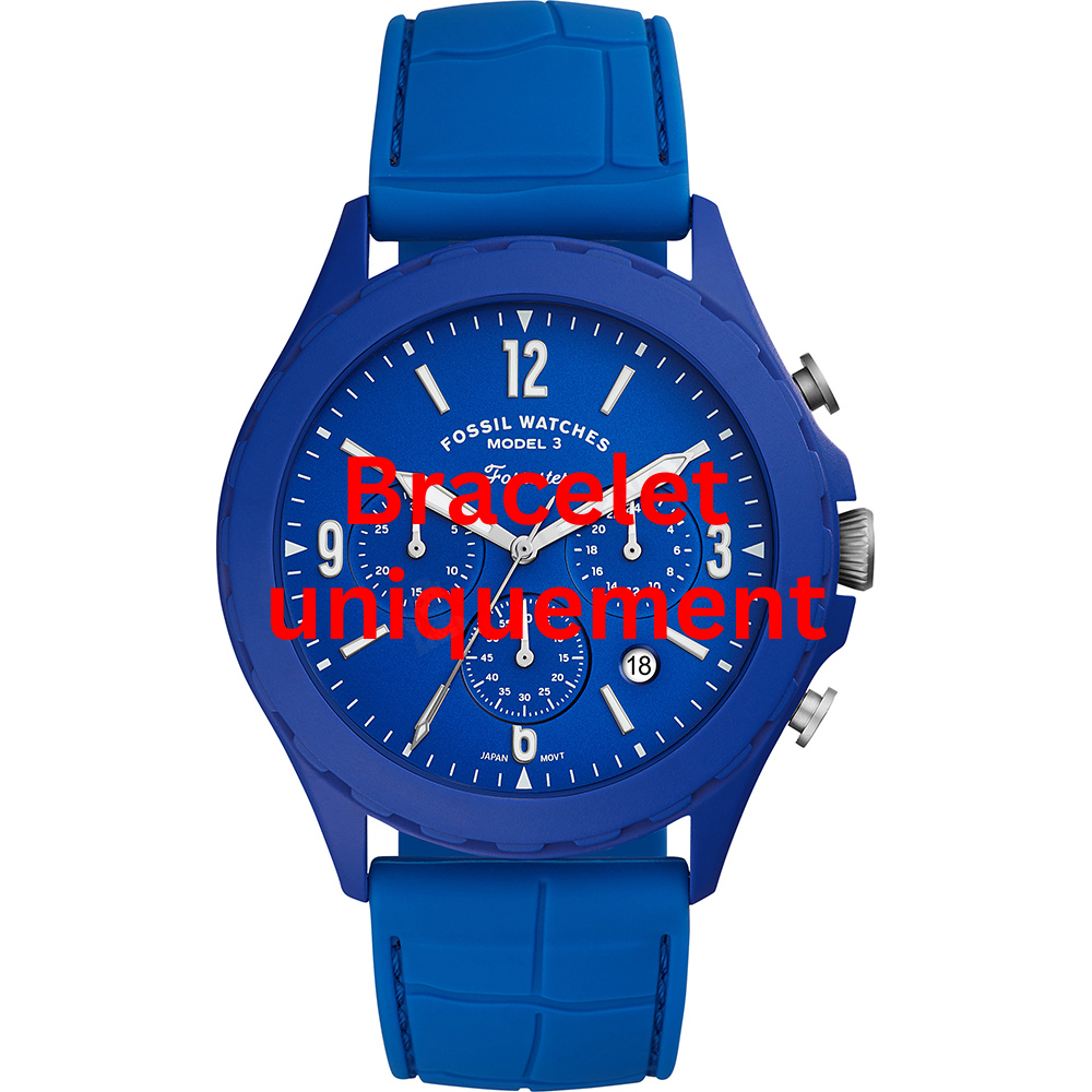 Bracelet caoutchouc silicone bleu Fossil - FORRESTER CHRONO / LE1098-Bracelet de montre-AtelierNet