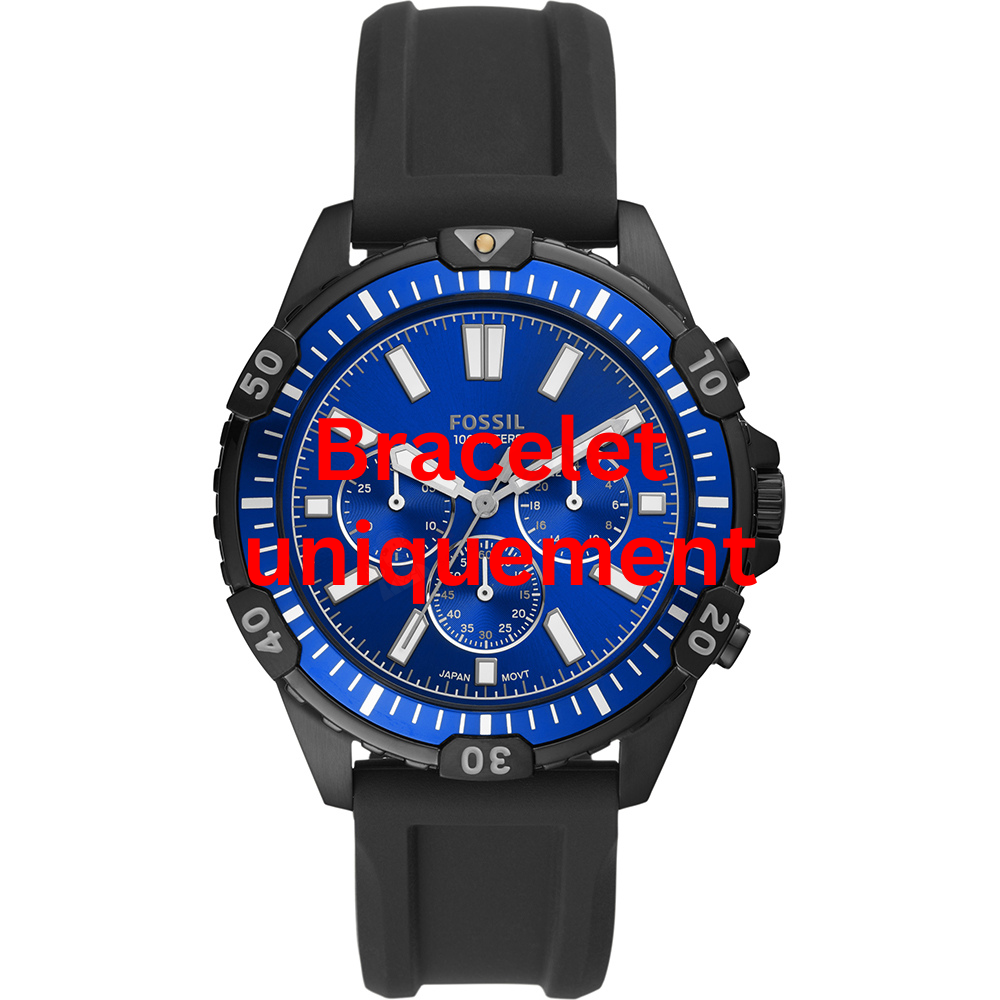 Bracelet caoutchouc silicone noir Fossil - GARRETT / FS5695-Bracelet de montre-AtelierNet