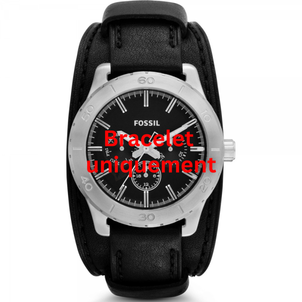 Bracelet leather black Fossil - KIPTON / BQ1054 - BQ1468 - BQ1649-Bracelets de montres-AtelierNet