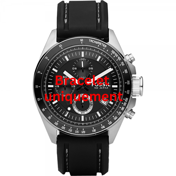 Bracelet caoutchouc noir Fossil - DECKER / CH2573 - CH2588 - CH2594 - LE1007-Bracelet de montre-AtelierNet