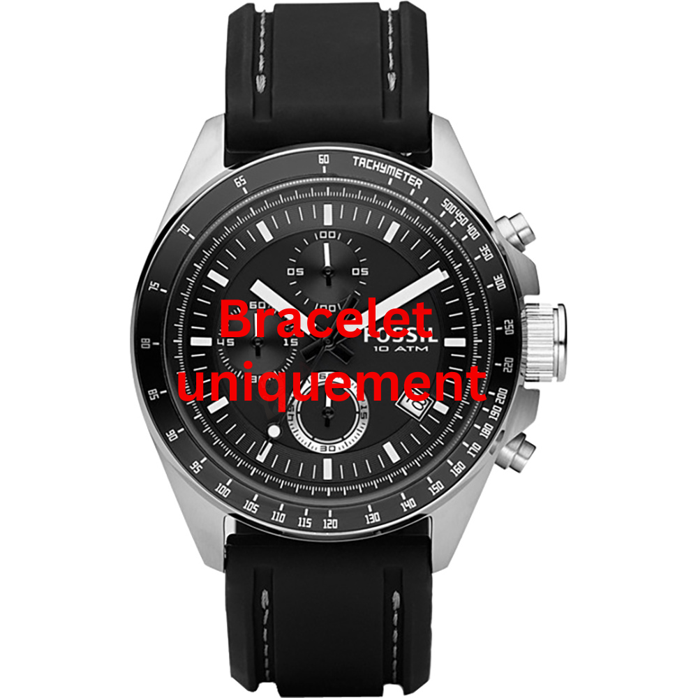 Bracelet caoutchouc noir Fossil - DECKER / CH2573 - CH2588 - CH2594 - LE1007-Bracelet de montre-AtelierNet