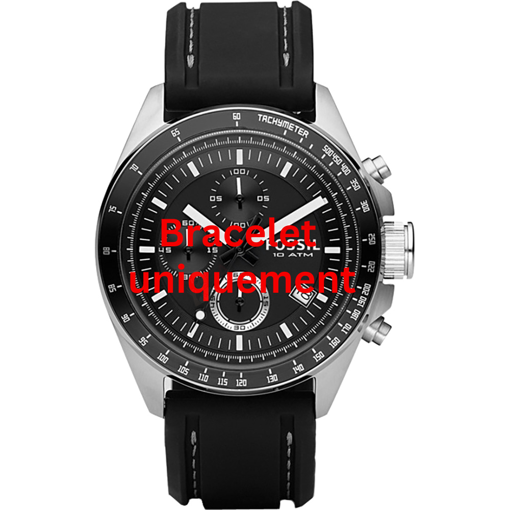 Bracelet silicone black Fossil - DECKER / CH2573 - CH2588 - CH2594 - LE1007-Bracelets de montres-AtelierNet