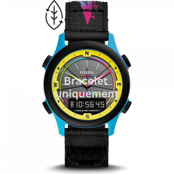 Bracelet textile noir Fossil - RPET MAUI & SONS / LE1151-Bracelet de montre-AtelierNet