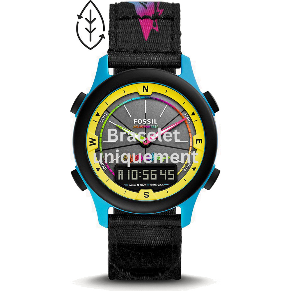 Bracelet textile black Fossil - RPET MAUI & SONS / LE1151-Bracelets de montres-AtelierNet