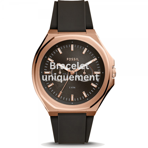 Bracelet caoutchouc marron Fossil - EVANSTON / BQ2612 - BQ2622-Bracelet de montre-AtelierNet