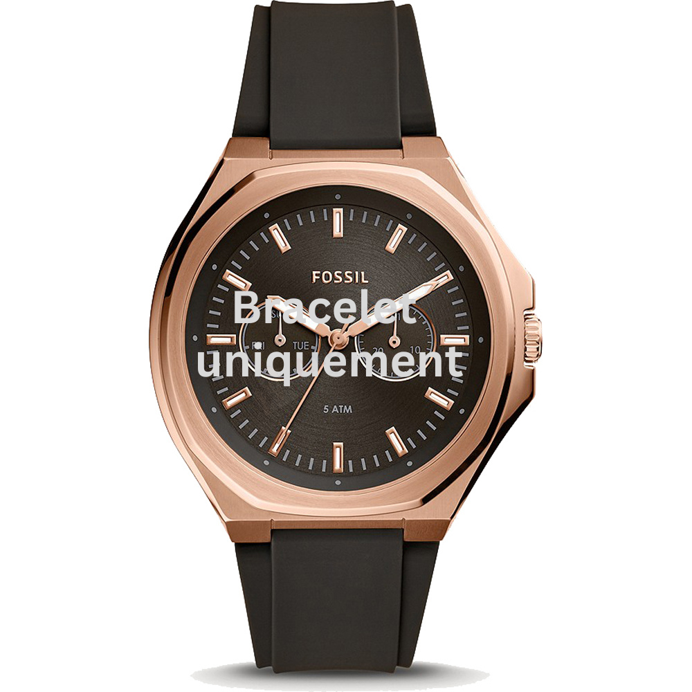 Bracelet caoutchouc marron Fossil - EVANSTON / BQ2612 - BQ2622-Bracelet de montre-AtelierNet