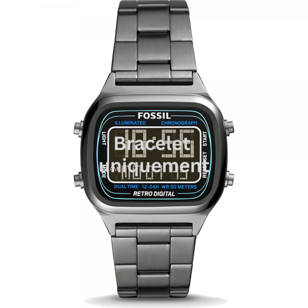Bracelet métal gris Fossil - RETRO DIGITAL / FS5846-Bracelet de montre-AtelierNet