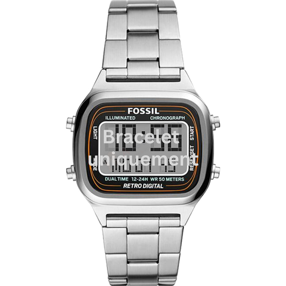 Bracelet métal argent Fossil - RETRO DIGITAL / FS5844-Bracelet de montre-AtelierNet