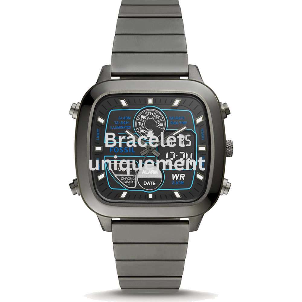 Bracelet metal grey Fossil - RETRO ANADIGITAL / FS5892-Bracelets de montres-AtelierNet