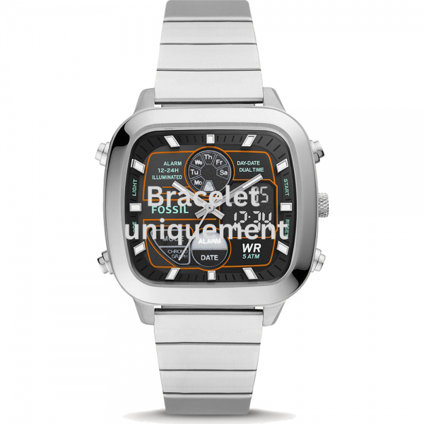 Bracelet métal argent Fossil - RETRO ANADIGITAL / FS5890-Bracelet de montre-AtelierNet