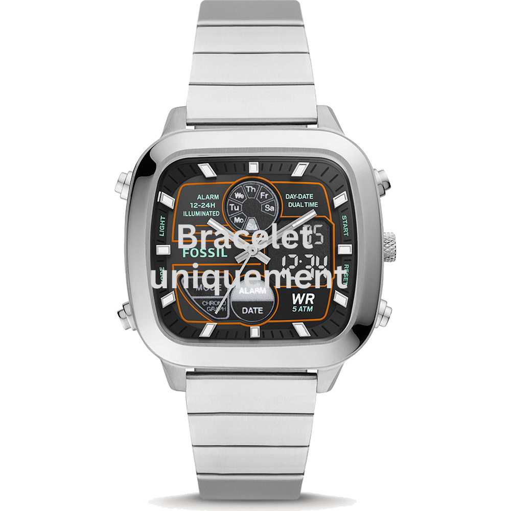 Bracelet metal silver Fossil - RETRO ANADIGITAL / FS5890-Bracelets de montres-AtelierNet