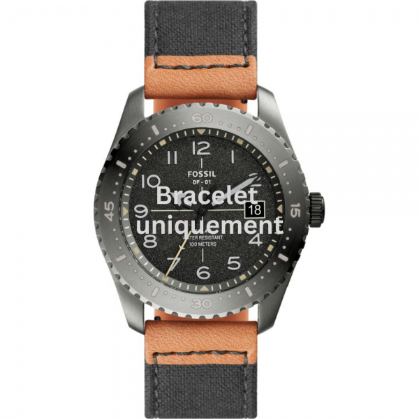 Bracelet textile on leather black Fossil - DF-01 / LE1137-Bracelets de montres-AtelierNet