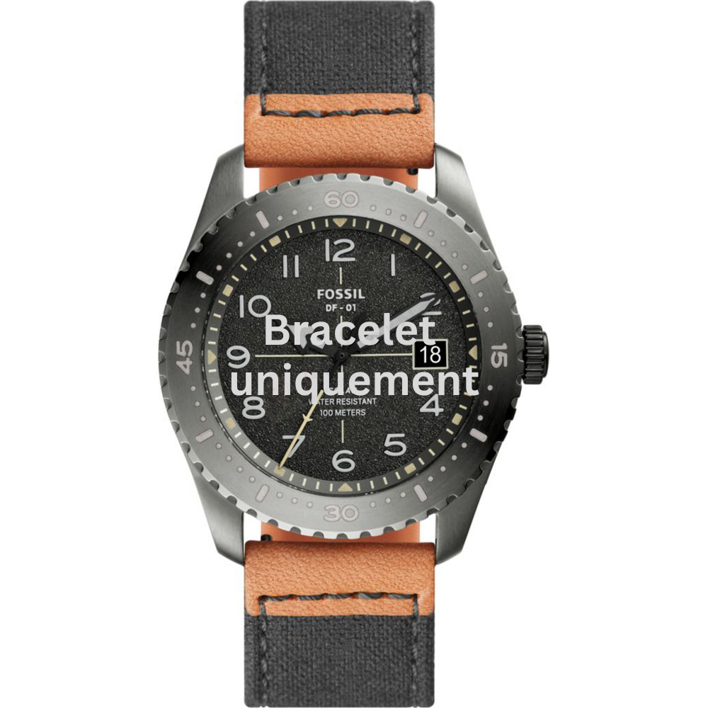 Bracelet textile on leather black Fossil - DF-01 / LE1137-Bracelets de montres-AtelierNet