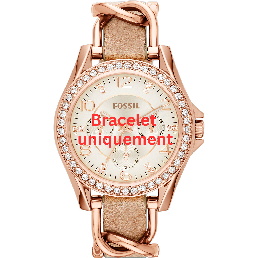 Bracelet cuir beige Fossil - RILEY / ES3466-Bracelet de montre-AtelierNet