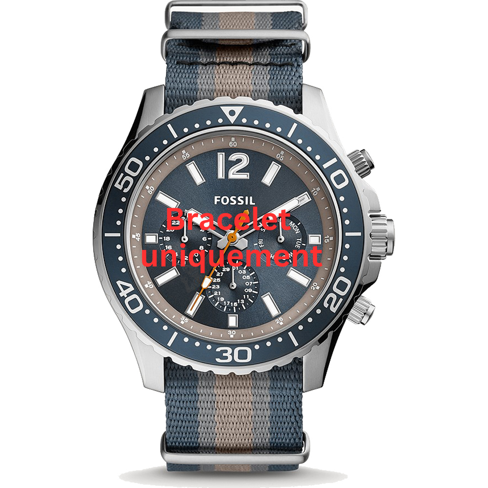 Bracelet textile grey Fossil - FB-02 / BQ2608-Bracelets de montres-AtelierNet