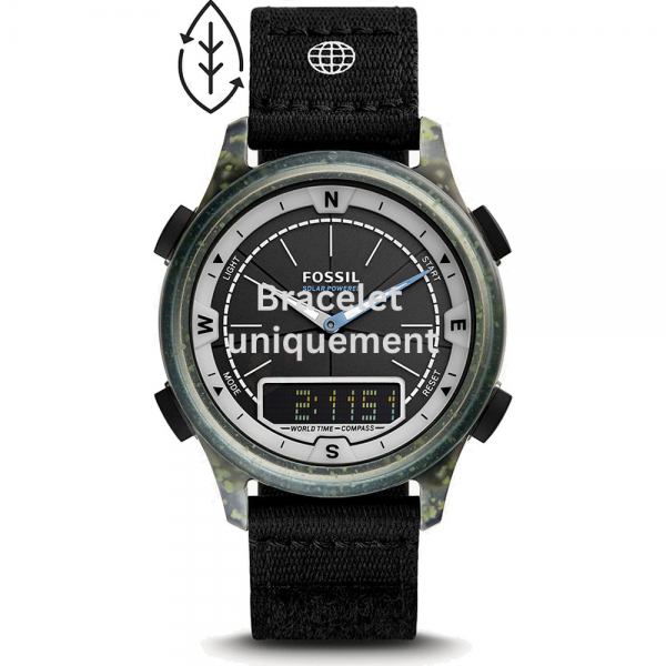 Bracelet textile black Fossil - RPET / FS5913-Bracelets de montres-AtelierNet
