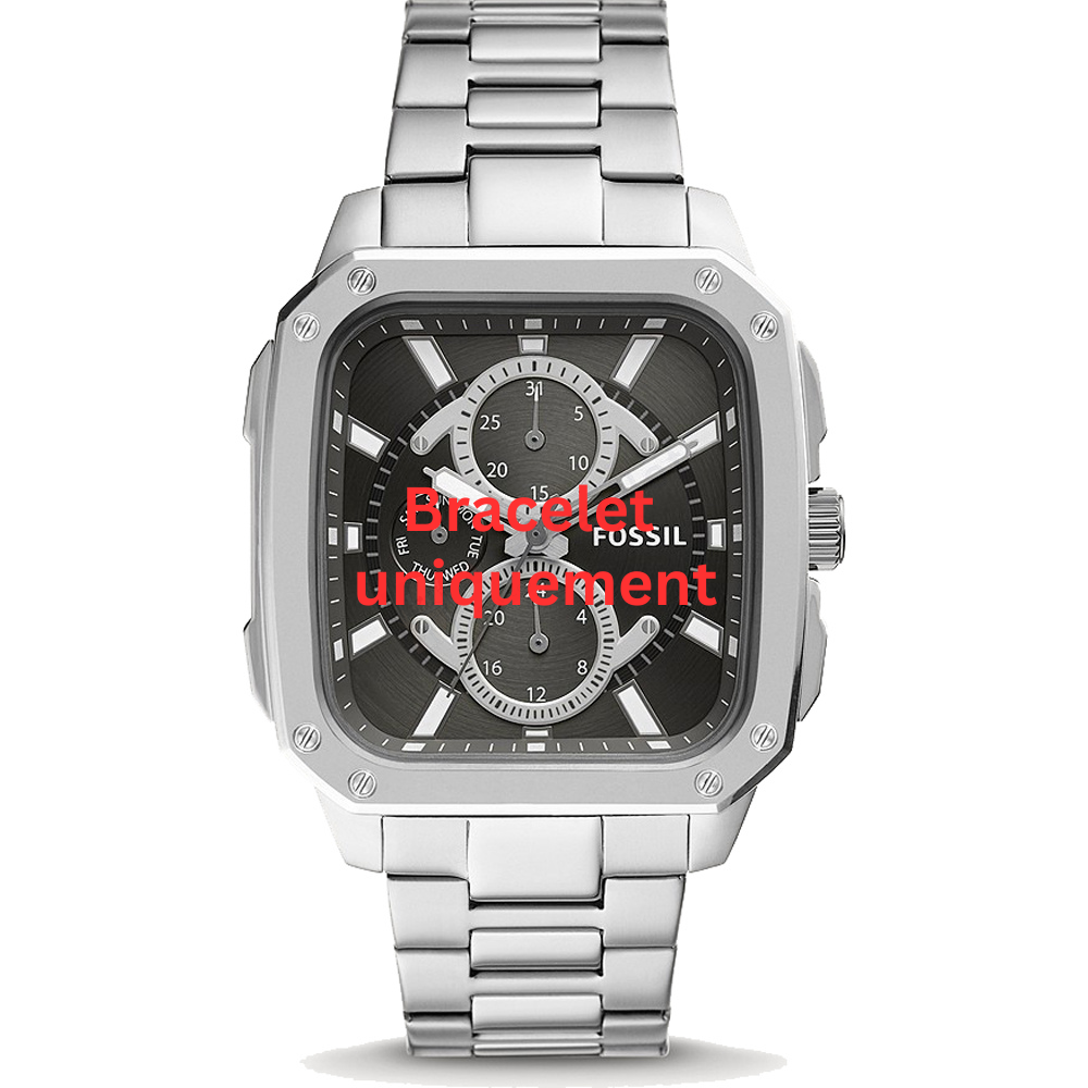 Bracelet metal silver Fossil - INSCRIPTION / BQ2655 - FS5933-Bracelets de montres-AtelierNet