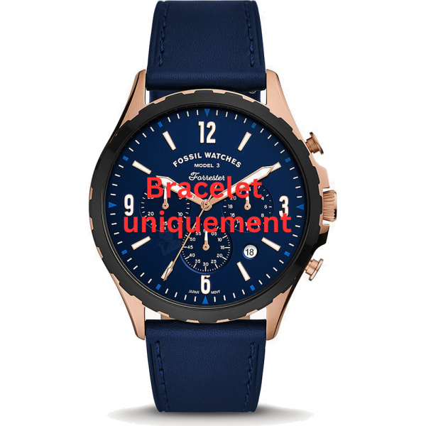 Bracelet cuir bleu Fossil - FORRESTER CHRONO / FS5814-Bracelet de montre-AtelierNet