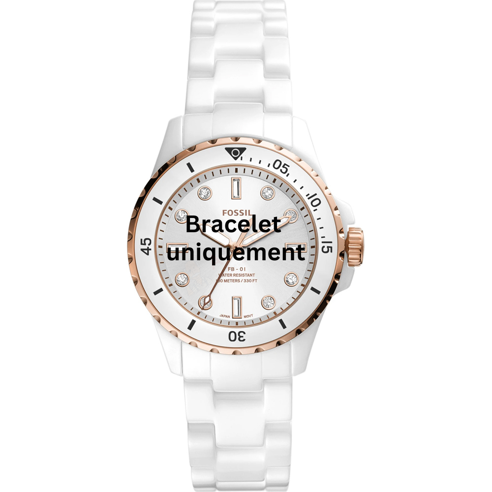 Bracelet céramique blanc Fossil - FB-01 / CE1107-Bracelet de montre-AtelierNet